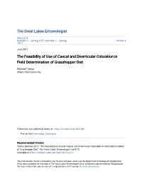 The Feasibility of Use of Caecal and Diverticular Coloration in Field Determination of Grasshopper Diet