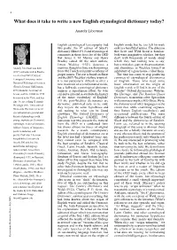 What Does It Take to Write a New English Etymological Dictionary Today?