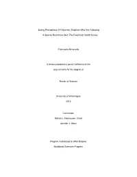 Eating Perceptions of University Students Who Are Following a Special Restrictive Diet: the Food and Health Survey