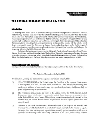 Primary Source Document with Questions (Dbqs) the POTSDAM DECLARATION (JULY 26, 1945) Introduction the Dropping of the Atomic Bo
