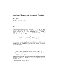 Quadratic K-Theory and Geometric Topology*