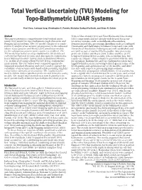 (TVU) Modeling for Topo-Bathymetric LIDAR Systems