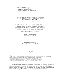 Advanced Snowplow Development and Demonstration: Phase I: Driver Assistance*
