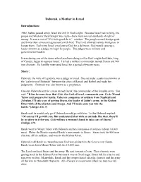 Deborah, a Mother in Israel Introduction: Story