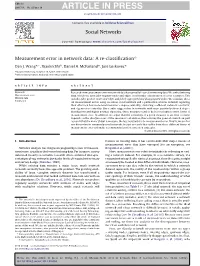 Measurement Error in Network Data: a Re-Classification