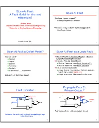 Stuck-At Fault As a Logic Fault