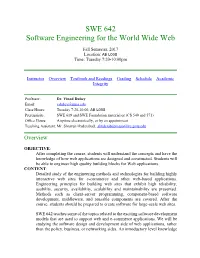 SWE 642 Software Engineering for the World Wide Web