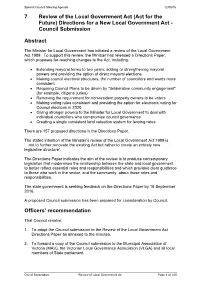 (Act for the Future) Directions for a New Local Government Act - Council Submission