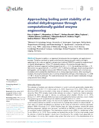 Approaching Boiling Point Stability of an Alcohol Dehydrogenase Through