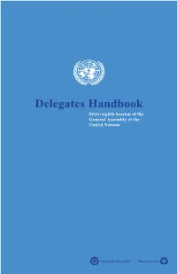 Delegates Handbook Sixty-Eighth Session of the General Assembly of the United Nations