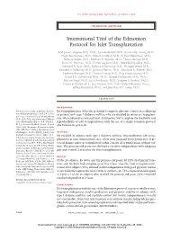 International Trial of the Edmonton Protocol for Islet Transplantation
