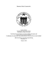 Monetary Policy Frameworks