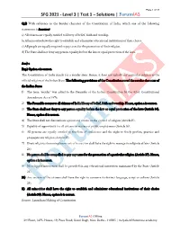 SFG 2021 - Level 3 | Test 1 – Solutions | Forumias