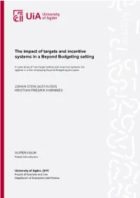 The Impact of Targets and Incentive Systems in a Beyond Budgeting Setting