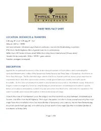 Three Trees Fact Sheet Location, Distances
