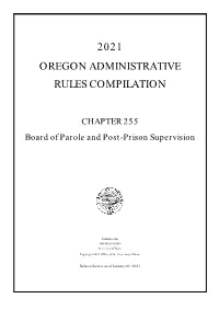 2021 Oregon Administrative Rules Compilation
