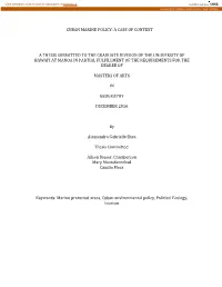 Cuban Marine Policy: a Case of Context a Thesis