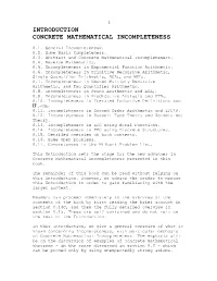 Introduction Concrete Mathematical Incompleteness