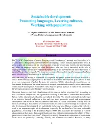 Sustainable Development: Promoting Languages, Levering Cultures, Working with Populations