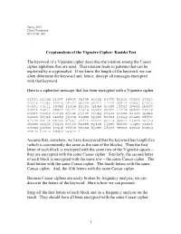 Vigenère Cipher Cryptanalysis