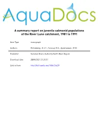 A Summary Report on Juvenile Salmonid Populations in the River Lune Catchment, 1981 to 1991
