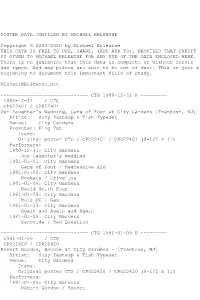 And Add To), Provided That Credit Is Given to Michael Erlewine for Any Use of the Data Enclosed Here