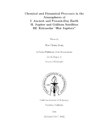 Chemical and Dynamical Processes in the Atmospheres of I. Ancient and Present-Day Earth II