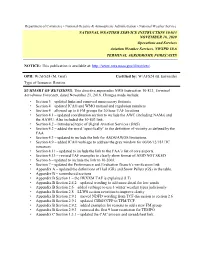 NATIONAL WEATHER SERVICE INSTRUCTION 10-813 NOVEMBER 18, 2020 Operations and Services Aviation Weather Services, NWSPD 10-8 TERMINAL AERODROME FORECASTS