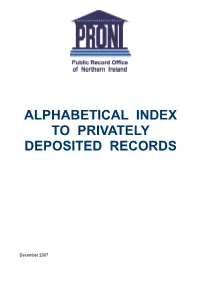 Alphabetical Index to Privately Deposited Records