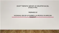 Draft Thematic Report of Negative Racial Stereotypes