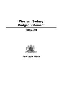 Outline the Western Sydney Program Budget Provided By