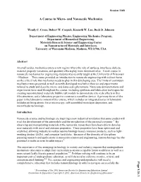 A Course in Micro and Nanoscale Mechanics