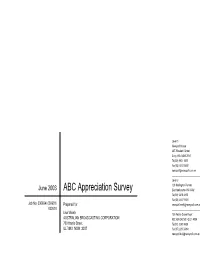 Appreciation Survey Summary Report 2003