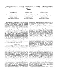 Comparison of Cross-Platform Mobile Development Tools