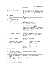 File No. 8-38/2012-FC FACT SHEET 1. Name of the Proposal Diversion Of
