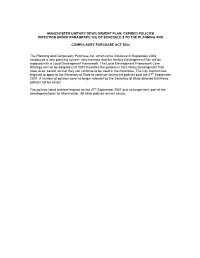 Manchester Unitary Development Plan: Expired Policies Direction Under Paragraph 1(3) of Schedule 8 to the Planning And