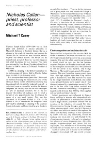Nicholas Callan- Is Found in a Paper of Mine Published in the London Philosophical Magazine for December 1836