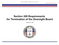 Section 209 Requirements for Termination of the Oversight Board