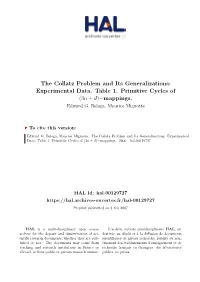 The Collatz Problem and Its Generalizations: Experimental Data
