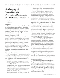 Anthropogenic Causation and Prevention Relating to The