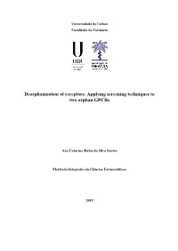 Applying Screening Techniques to Two Orphan Gpcrs