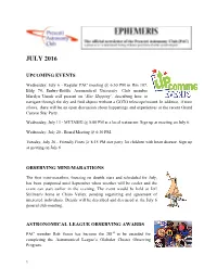 Jul 2016 Ephemeris