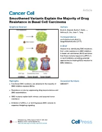 Smoothened Variants Explain the Majority of Drug Resistance in Basal Cell Carcinoma
