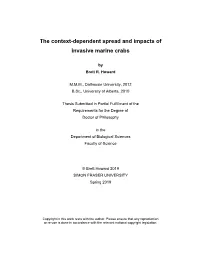 The Context-Dependent Spread and Impacts of Invasive Marine Crabs