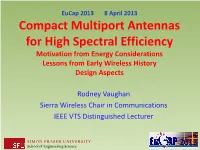 Compact Multiport Antennas for High Spectral Efficiency Motivation from Energy Considerations Lessons from Early Wireless History Design Aspects