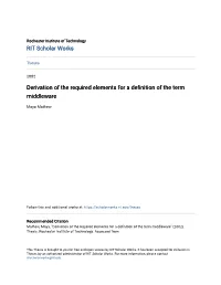 Derivation of the Required Elements for a Definition of the Term Middleware