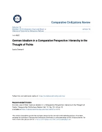 German Idealism in a Comparative Perspective: Hierarchy in the Thought of Fichte