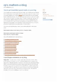 How to Get Beautifully Typeset Maths on Your Blog Cp's Mathem-O-Blog