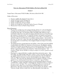 Notes for a Discussion of W.E.B. Dubois's the Souls of Black Folk