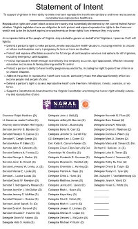 To Support Virginians in Their Ability to Make Their Own Reproductive Healthcare Decisions and Have Real Access to Comprehensive Reproductive Healthcare